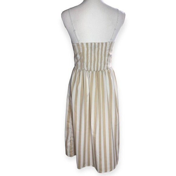 Style House Striped Button Front Pocketed Strappy Midi Dress - Picture 4 of 6